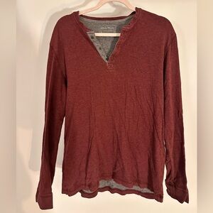 Eddie Bauer Men's Burgundy Long Sleeve Henley